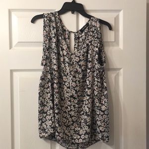 Nine West XL navy blue print blouse